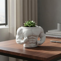 Muscle Man Planter Creative Design Body-Shaped Flower Pot Easy to Clean for Desk