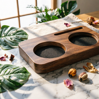 Wooden Tamper Base Polished Finish Tamper Holder Board Textured