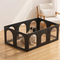 10 Pieces Interlocking Modular Pet Fence Stable Dog Playpen with Door Secure Pet Playpen with Door Portable for Small Dogs, Young Dogs, Rabbits, Living Room, Apartments