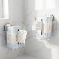 Toilet Roll and Wet Wipes Dispenser for Bathroom, Wall Mount Toilet Wipes Tissue Box with Suction Cup, Vertical or Horizontal Paper Holder
