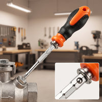 Textured-Grip Telescopic Screwdriver Multi-Function Phillips and Slotted Screwdriver Non-Slip Hand Tool Ergonomic for DIYers, Technicians, Household Repairs, Tight Confined Areas, Air Conditioner Maintenance