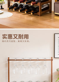 Wooden Wine Rack, Bamboo, Foldable, 4-Tier, Holds 10 Bottles, Hanging Wine Glass Rack, Display Stand
