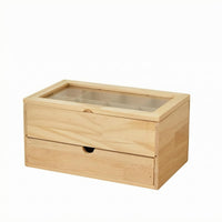 Tea Storage Box with Drawer Transparent Lid Tea Organizer with Drawer Divided Compartments Holder Container for Office