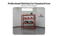 Powder-Coated Finish Firefighting Equipment Rack Sturdy Construction Heavy-Duty Storage Shelf High Load Capacity Adjustable Unrestricted Standing Shelf Unit Modular Design for Warehouse Workers, DIY Enthusiasts, Fire Station, Workshop, Stockroom, Basement