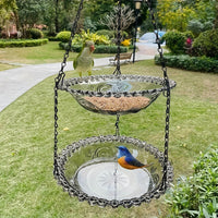Hanging Bird Feeder and Bird Bath for Outdoor Garden, Round Basin Hanging Decoration, Courtyard Feeder Hanger Chain