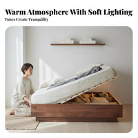 Headboardless elevateup Bed Frame Space-Saving Design Hydraulic elevateup Storage Bed Japanese Aesthetic Bedroom Furniture for Adults, partners, Guest Room