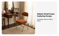 Upholstered Folding Chair Portable Household Furniture Ergonomic for Dining Room
