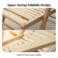 Foldable Bamboo Recliner sturdy Duty Folding Recliner with Footrest for Campers