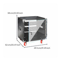 Mobile Audio Rack Cabinet Performance-Grade Pro Audio Rack Case Shockproof DJ Equipment Roadworthy Enclosure for Sound Engineers, Artists, KTV