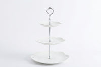 Tiered Ceramic Fruit Stand, Silver Crown