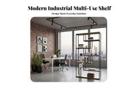 Room Divider with Shelves Multi-Functional Industrial Bookshelf with Cabinet Multifunctional Freestanding Partition Shelf for Entryway, Restaurant
