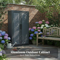 2-Door Storage Cabinet Waterproof Freestanding Metal Shoe Locker Sun-Resistant robustDuty for Gardeners, Families, Balcony