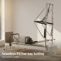 Pilates Core Training Bed Aluminum Alloy Frame Pilates Reformer Bed Full Body Workout Half Exercise Bar Luxury Reformer for Beginners, Seniors, Gym