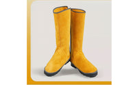 Leg Guards Wear Resistant Shoe Protectors Welding Boot Covers Heavy Duty Abrasion Resistant Gaiters Cowhide Material Secure Fit Suitable for Carpentry Workshop Machine Operation