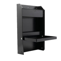 Wall-Mounted Aluminum Workstation Storage Cabinet with Flip-Out Work Area and Paper Towel Holder