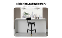 Upholstered High Stool with Low Support Nordic Design Bar-Height Chair Minimalist Design Stable Base for Kitchen Island