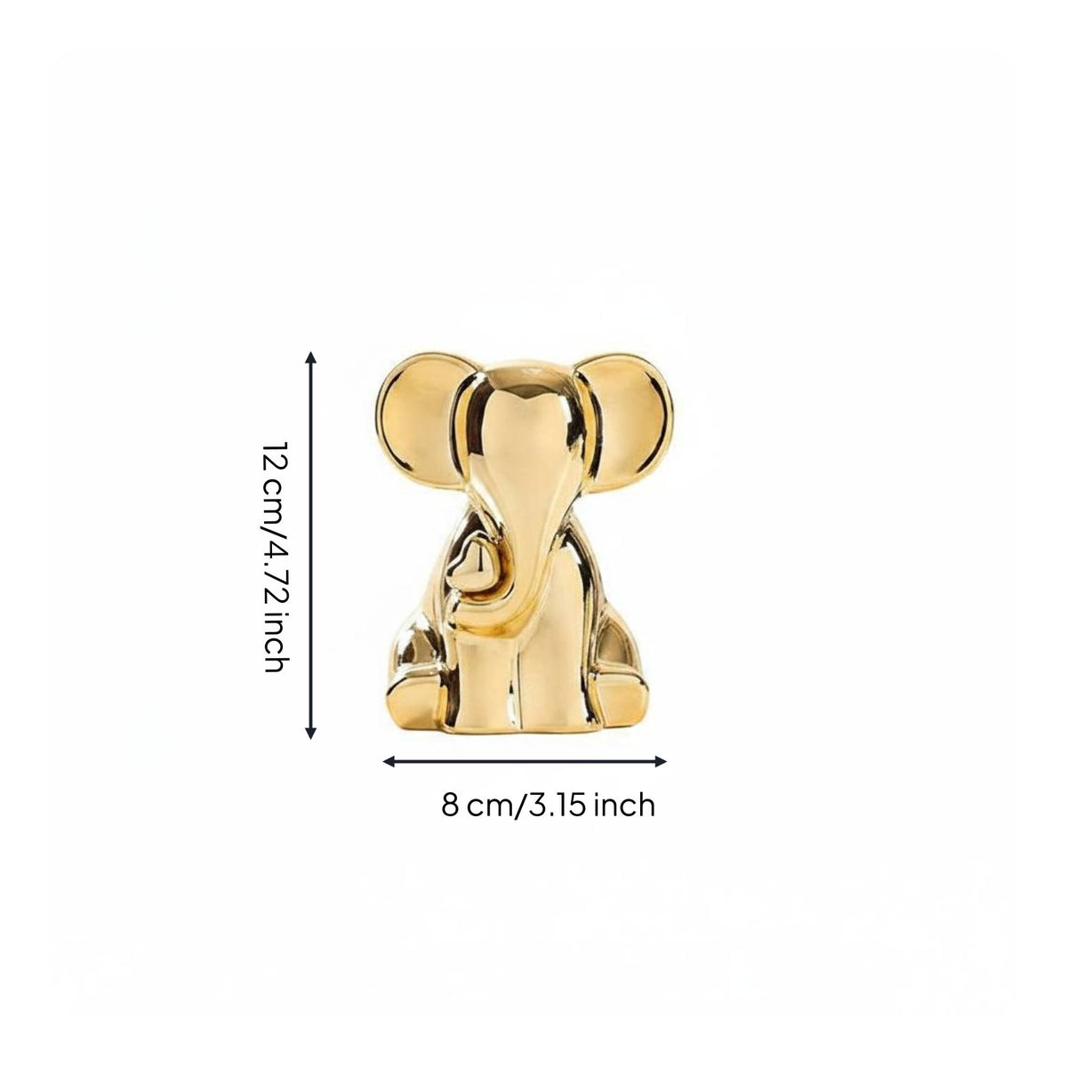 White Elephant Sculpture with Gold Heart for Living Room, Office Desk