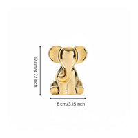 White Elephant Sculpture with Gold Heart for Living Room, Office Desk