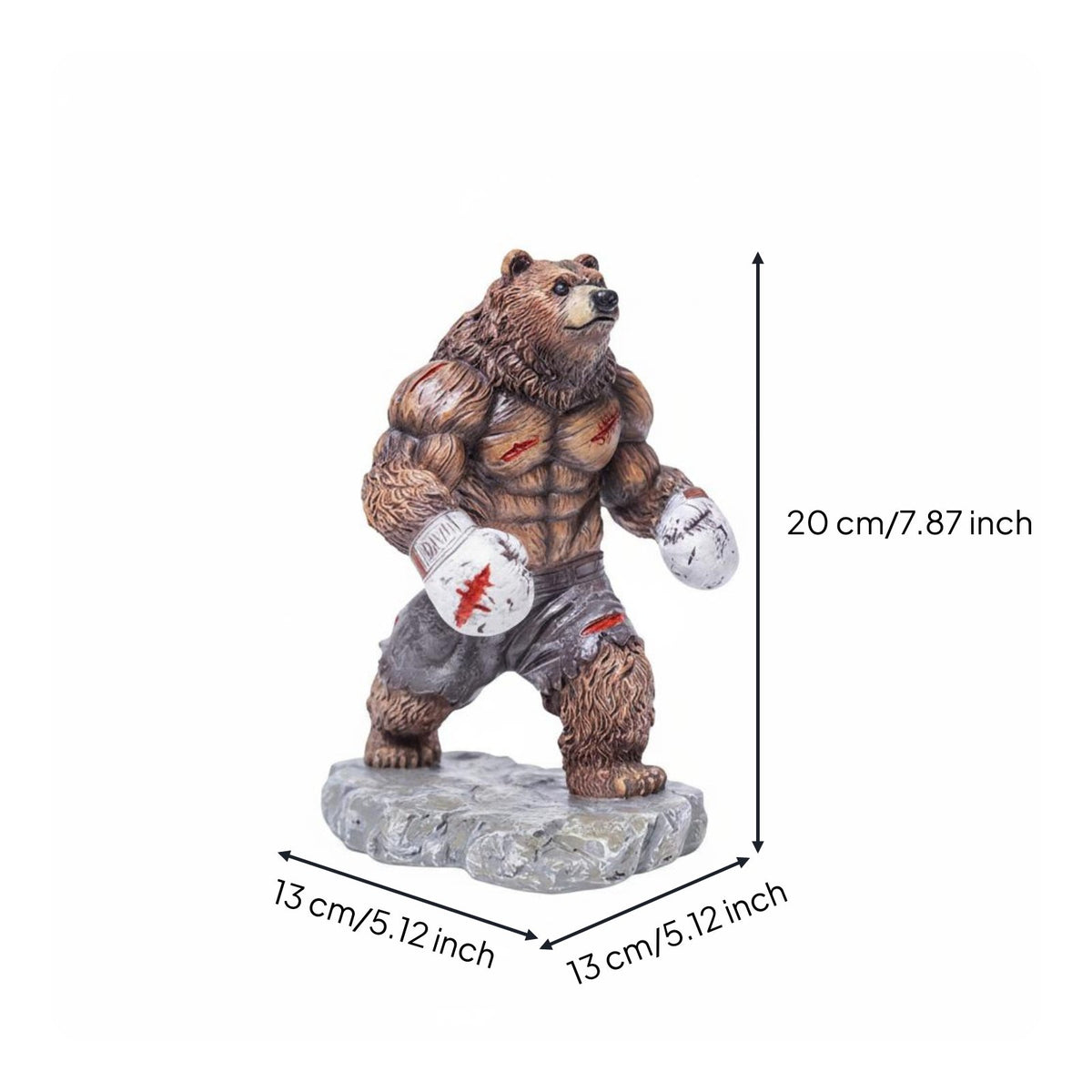 Boxing Bear Statue Muscular Fighting Bear Figurine Anthropomorphic
