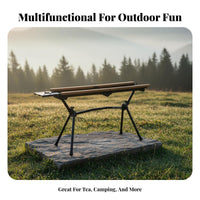 Slatted Roll-Top Stand Lightweight Portable Table Sturdy Frame for Campers