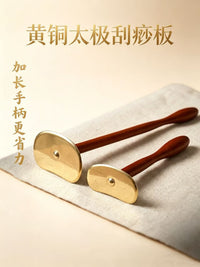 纯黄铜太极刮痧板加长手柄背部肩颈全身通用铜砭自己刮痧后背神器