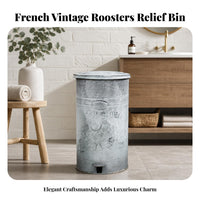 Farmhouse Retro Style Pedal Trash Can Vintage Trash Can Blue-Gray
