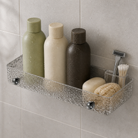 Wall-Mounted Bathroom Shelf with Towel Bar and Storage Organizer, No-Drill Installation