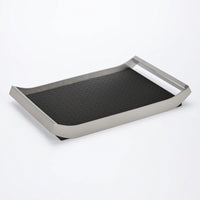 Tray with Leather Base Rectangular Valet Tray Elegant Desktop Storage Organizer for Dresser