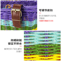 儿童自行车编织车篮彩色复古车筐前筐车篮子配件可手提篮子自行车