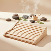 Slatted Wood Neck Pillow Wave Design Wooden Sauna Headrest for Steam Room, Spa