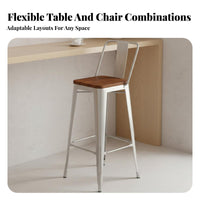 Rustic Pub Table and Stools Sturdy Construction Business-Grade Furniture Built-in Footrest Retro Design for Adults, Adults, Bar
