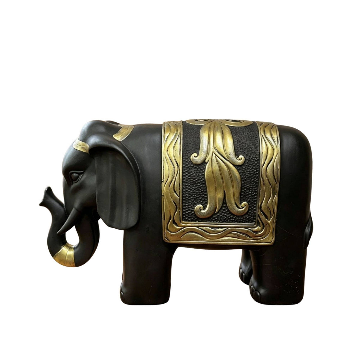 Elephant Figurine with Gold Accents Modern Elephant Figurine Lightweight