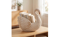 Swan Storage Basket Handwoven Swan-Shaped Basket Woven for Nursery, Playroom