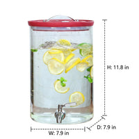 Glass Dispenser Beverage Dispenser with Bamboo Stand, 10L Large Drink Dispenser Cold Water Kettle, Nordic Style Ice Pattern for Parties