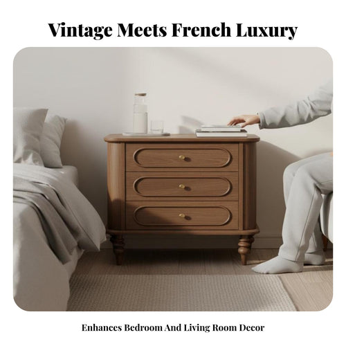 2-Drawer Bedside Table Distressed Finish Nightstand Vintage design areaSaving for Homeowners, Interior Decorators, Living Room