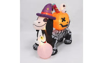 Outdoor Inflatable Skeleton Dog Freestanding Skeleton Puppy with Pumpkin for Lawn