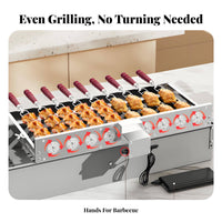 Built-in Motor Rotating Barbecue Grill Rack Silver Metal Finish Motorized Skewer Rack Easy to Clean Automatic Skewer Turner Rust-Resistant