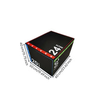 EPE Padding Foam Jump Box Black Cover Plyo Box Stitched Seams Fitness Gear Colored Border Accents