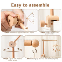 Wooden Baby Crib Mobile Bracket Rotatable Floor Stand
