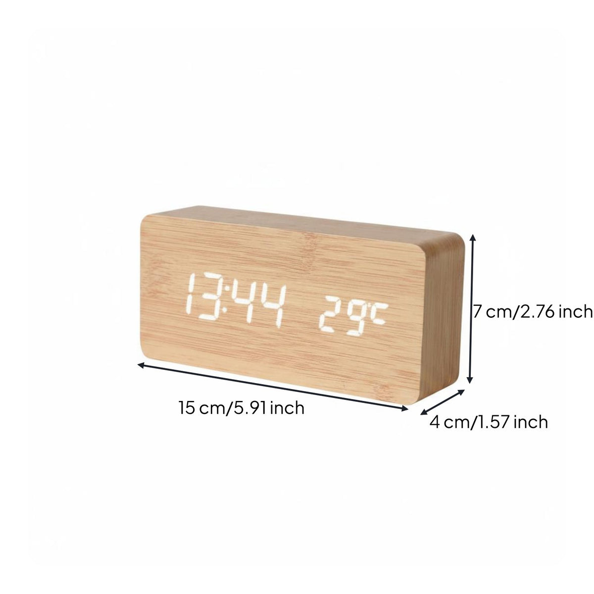 Wooden Digital Alarm Curved-Lock Wood Grain Finish LED Wooden Curved-Lock Dual