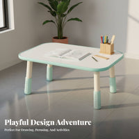 Height-Adjustable Desk and Chair Combo Ergonomic Design Adjustable Writing Desk with Supportchair Spacious Desktop Rounded
