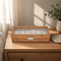 Bamboo Watch Box Wood Grain Watch Storage Box Clasp Closure