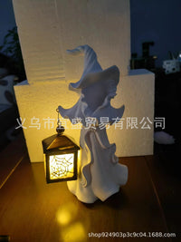 Halloween Witch Ghost Ornament with LED Light for Home Decor
