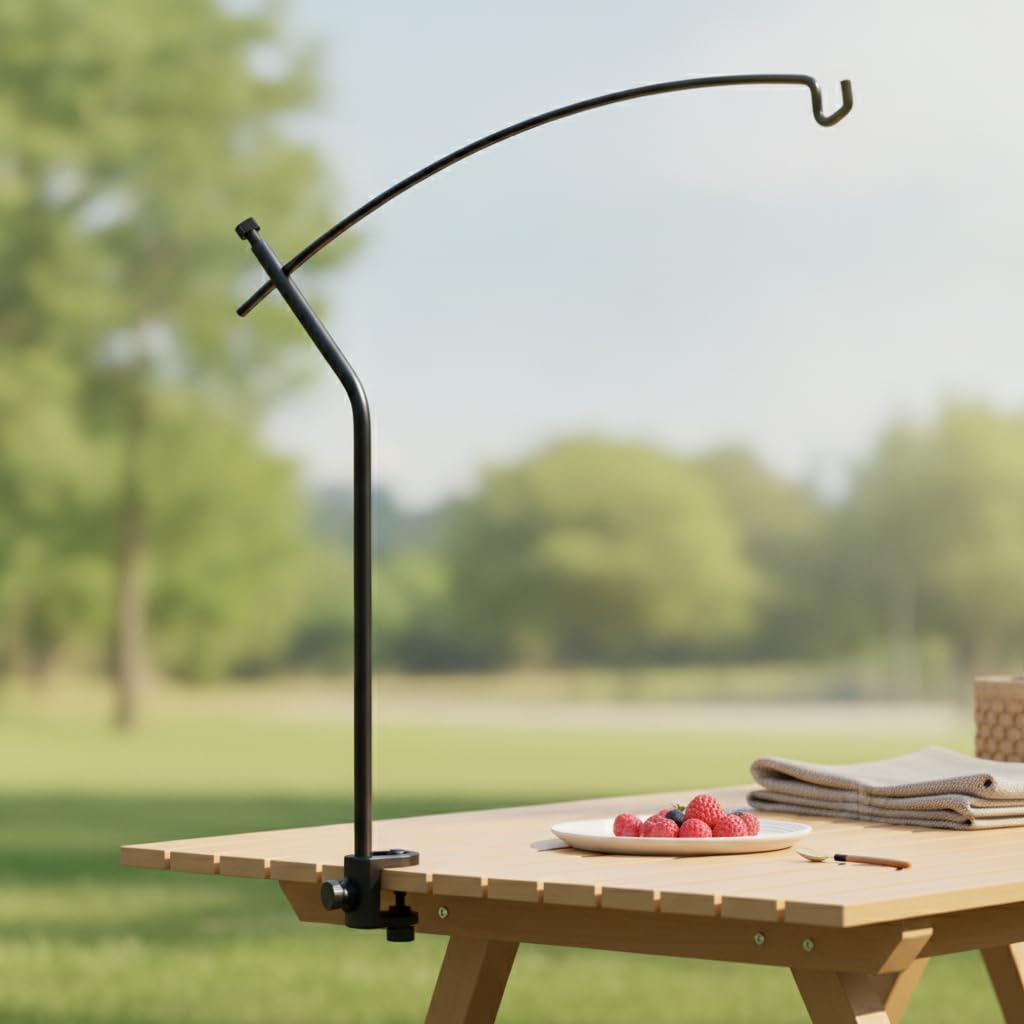 Outdoor Camping Light Stand IGT Table Curved Lamp Holder Aluminum Alloy Portable Light Pole Picnic Stall Lamp Bracket