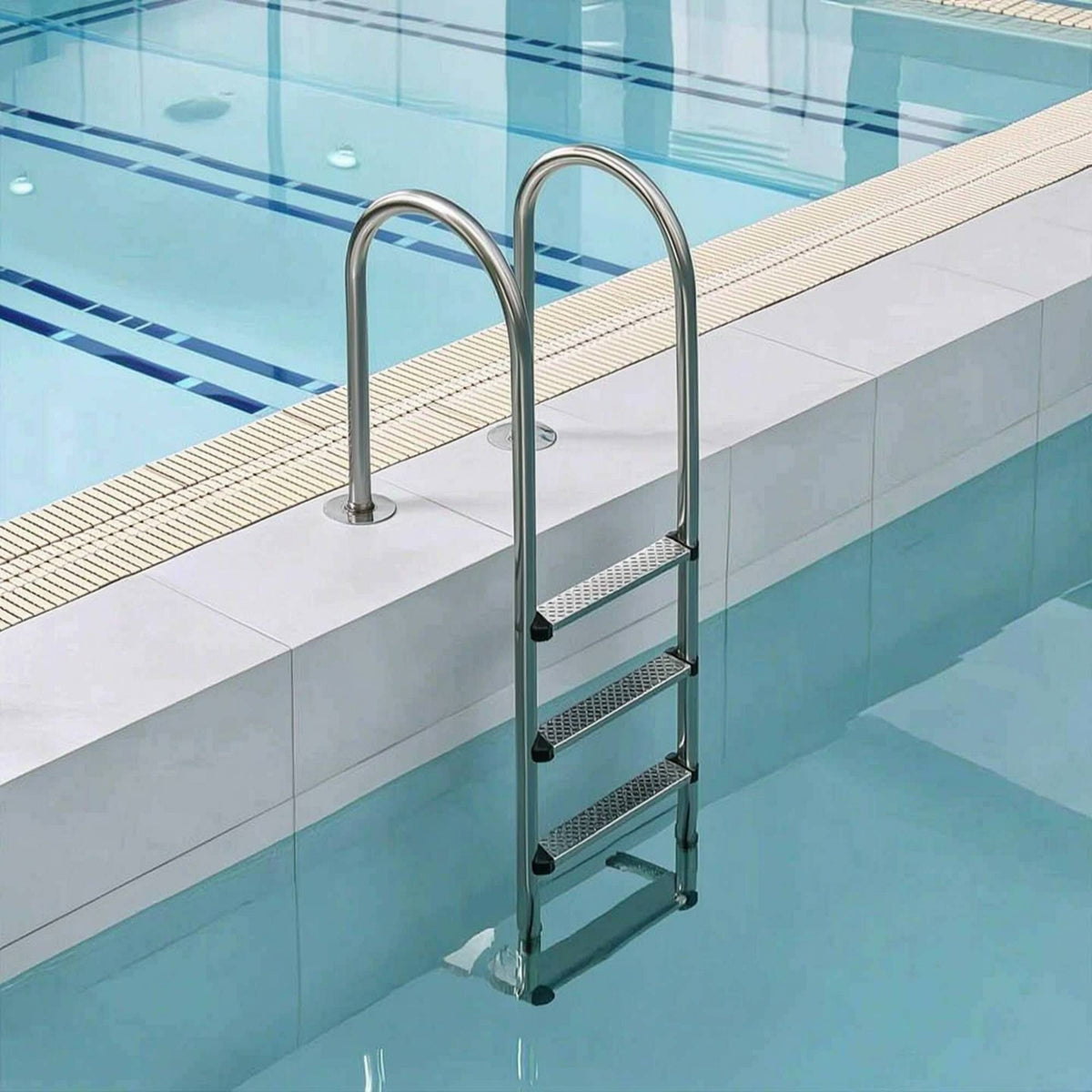 Stainless Steel Pool Ladder Rust-Resistant Four-Step Pool Ladder Polished Entry and Exit System for Homeowners, Hotel Owners, Backyard