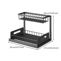 1 Piece Pull Out Cabinet Organizer 2 Level Slide Out Drawer Storage Rack Sturdy Metal Basket Shelf Suitable for Kitchen and Bathroom Cabinets