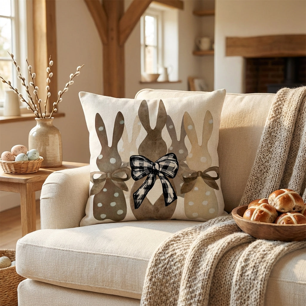 Easter Throw Pillow Cover Linen Soft Decorative Square Throw Pillow Case for Living Room, Sofa, Bed, Easter Home Decor, 45 x 45 cm