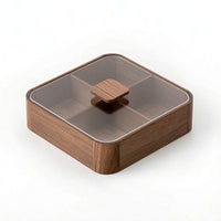 Tea Box with Glass Lid Solid Wood Tea Bag Organizer Rectangular for Hosts