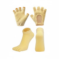 Non-Slip Pilates Socks and Gloves Non-Slip Stretching Gloves and grip Socks Set Breathable Exercise Accessories for Women, Yogis, Gym