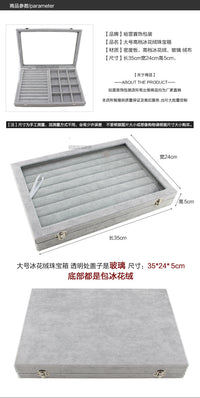 Medium/Large Jewelry Box with Lid, Ice Flower Velvet, for Necklaces, Rings, Earrings, Bracelets, Storage and Display